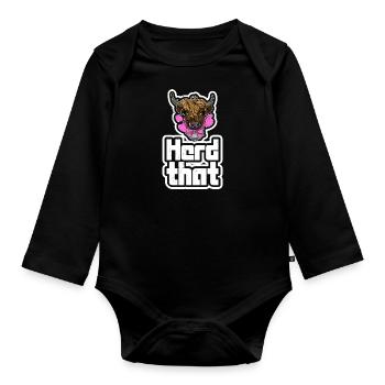 Schottland Kalb Rind Bauer Tier Kuh Färse - Baby Bio-Langarm-Body - Schwarz - Vorne