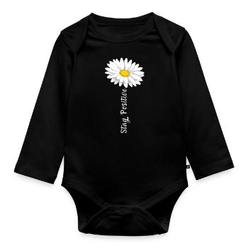 Rester positif Courage Confiance en soi Marguerite Vie - Body Bébé bio manches longues - noir - Devant