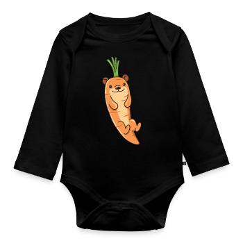 Otter-Möhren-Design für Otter-Liebhaber - Baby Bio-Langarm-Body - Schwarz - Vorne
