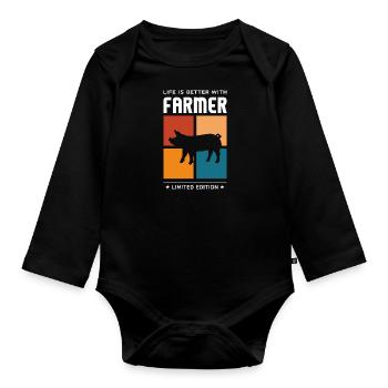 Farmer - Baby Bio-Langarm-Body - Schwarz - Vorne