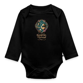 Ramadan Gift Eid Mubarak Islam Allah Muslim - Organic Longsleeve Baby Bodysuit - black - Front