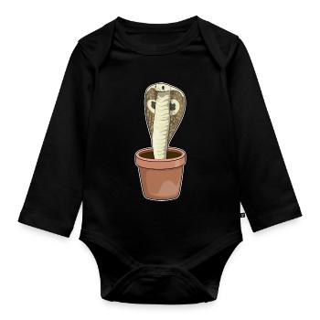 Schlange Blumentopf - Baby Bio-Langarm-Body - Schwarz - Vorne