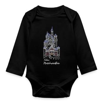Neuschwanstein Castle, Bavaria, Germany - Organic Longsleeve Baby Bodysuit - black - Front