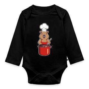 Capybara Koch - Baby Bio-Langarm-Body - Schwarz - Vorne