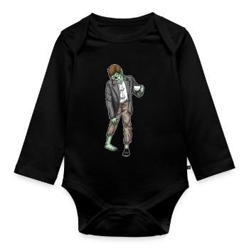 Zombie Halloween Kaffee - Baby Bio-Langarm-Body - Schwarz - Vorne