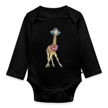Giraffe Clown - Baby Bio-Langarm-Body - Schwarz - Vorne