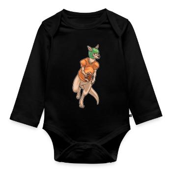 Kangaroo American Football Sports - Organic Longsleeve Baby Bodysuit - black - Front