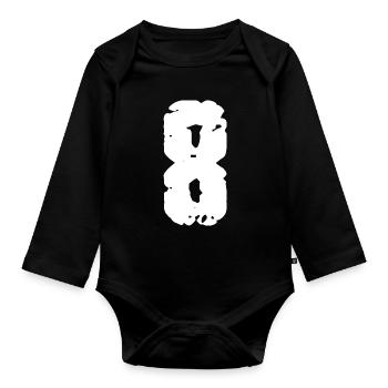 8 Nombre Vintage - Body Bébé bio manches longues - noir - Devant