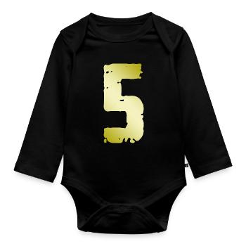 5 Number Vintage - Organic Longsleeve Baby Bodysuit - black - Front