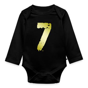 7 Nombre Vintage - Body Bébé bio manches longues - noir - Devant