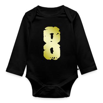 8 Nombre Vintage - Body Bébé bio manches longues - noir - Devant