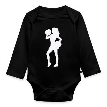 Cheerleader Silhouette mit Pompons - Baby Bio-Langarm-Body - Schwarz - Vorne
