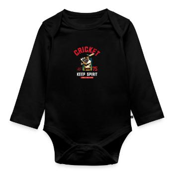 Cricket Retro Motif with Player Keep Spirit - Organic Longsleeve Baby Bodysuit - black - Front