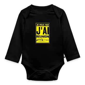 Ich kann keine Besprechung abhalten - Baby Bio-Langarm-Body - Schwarz - Vorne
