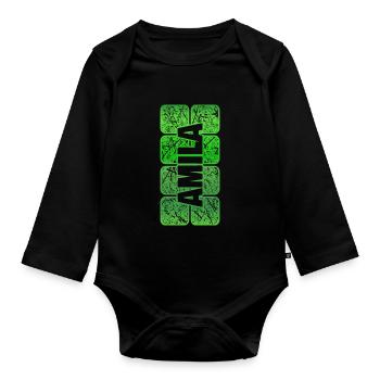 Mädchenname Amila - Baby Bio-Langarm-Body - Schwarz - Vorne