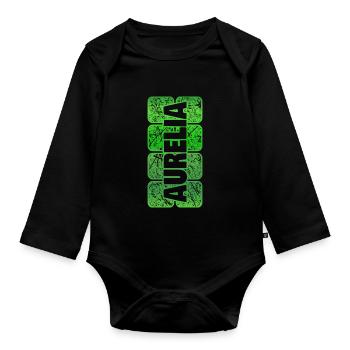 Vorname Aurelia - Baby Bio-Langarm-Body - Schwarz - Vorne