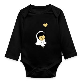 bride - Organic Longsleeve Baby Bodysuit - black - Front