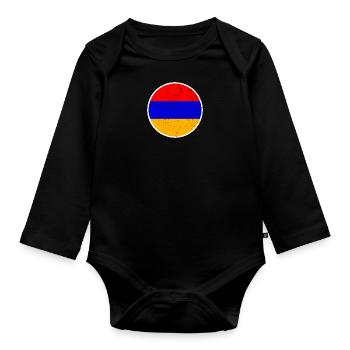 Armenia Armenien Armenisch Flagge Stolzer Armenier - Baby Bio-Langarm-Body - Schwarz - Vorne