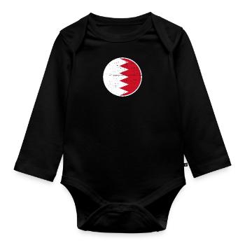 Bahrain Bahrainische Flagge Bahraini - Baby Bio-Langarm-Body - Schwarz - Vorne