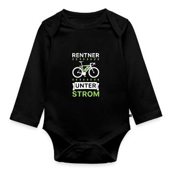 Rentner unter Strom eBike Geschenk - Baby Bio-Langarm-Body - Schwarz - Vorne