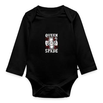 Lucky Poker Knight Queen Spade Cards Game Casino - Baby Bio-Langarm-Body - Schwarz - Vorne