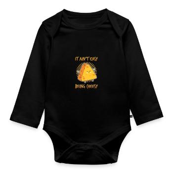 Cheese It's not easy to be cheesy. - Organic Longsleeve Baby Bodysuit - black - Front