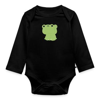 Couple de grenouilles - Body Bébé bio manches longues - noir - Devant