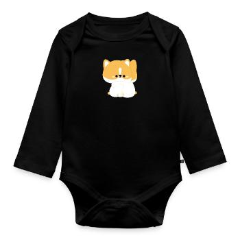 Corgi Couple - Organic Longsleeve Baby Bodysuit - black - Front