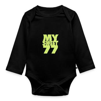 Geburtstag 77 - Baby Bio-Langarm-Body - Schwarz - Vorne