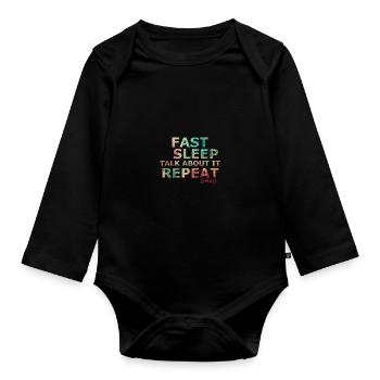Fast sleep talk about it repeat OMAD - Organic Longsleeve Baby Bodysuit - black - Front