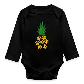 Pineapple Paw - Organic Longsleeve Baby Bodysuit - black - Front