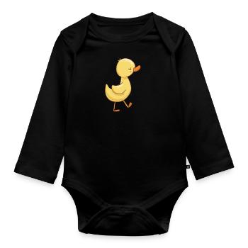 Entchen mit roten Bäkchen - Baby Bio-Langarm-Body - Schwarz - Vorne