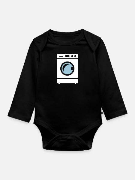 Waschmaschine - Baby Bio-Langarm-Body - Schwarz
