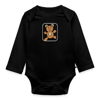 ours en peluche - Body Bébé bio manches longues - noir - Devant