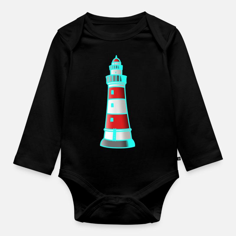 Leuchtturm Nautik Seefahrt Maritim Xmas - Baby Bio-Langarm-Body - Schwarz