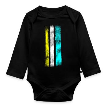 Vintage Style Stripes - Organic Longsleeve Baby Bodysuit - black - Front