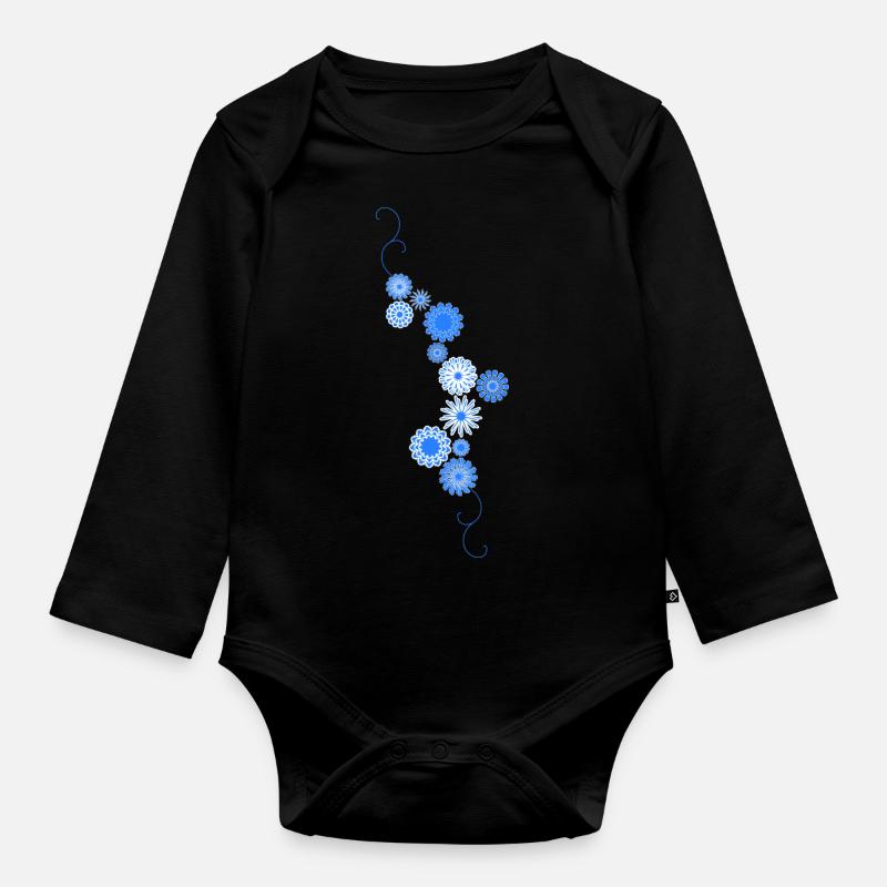 Fleur - Body Bébé bio manches longues - noir