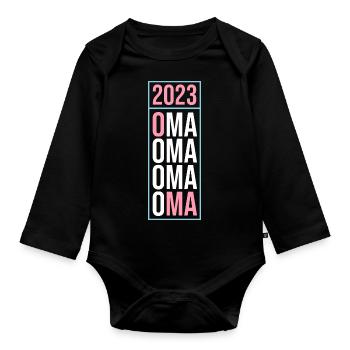 Großmutter 2023 Schwanger Werdende Oma - Baby Bio-Langarm-Body - Schwarz - Vorne
