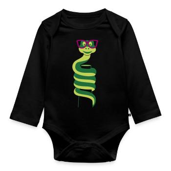 Spectacled cobra - Organic Longsleeve Baby Bodysuit - black - Front