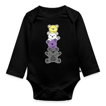 Nichtbinäres Fahnenbärendesign für stolze Enbys - Baby Bio-Langarm-Body - Schwarz - Vorne