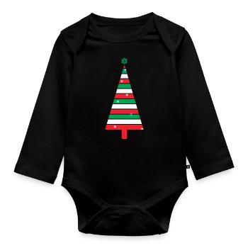 sapin geo multicolore - Body Bébé bio manches longues - noir - Devant