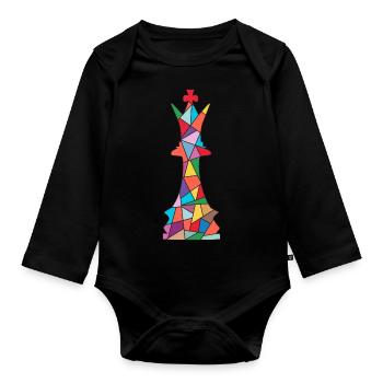 Schachspieler Schachfigur Jungen Mädchen Schach - Baby Bio-Langarm-Body - Schwarz - Vorne