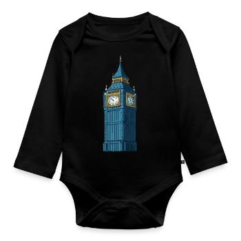 Big Ben at night - Organic Longsleeve Baby Bodysuit - black - Front