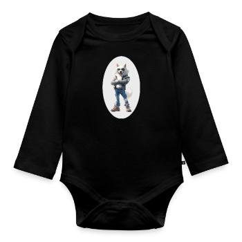Wolf - Baby Bio-Langarm-Body - Schwarz - Vorne