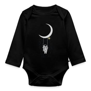 astronaut - Organic Longsleeve Baby Bodysuit - black - Front