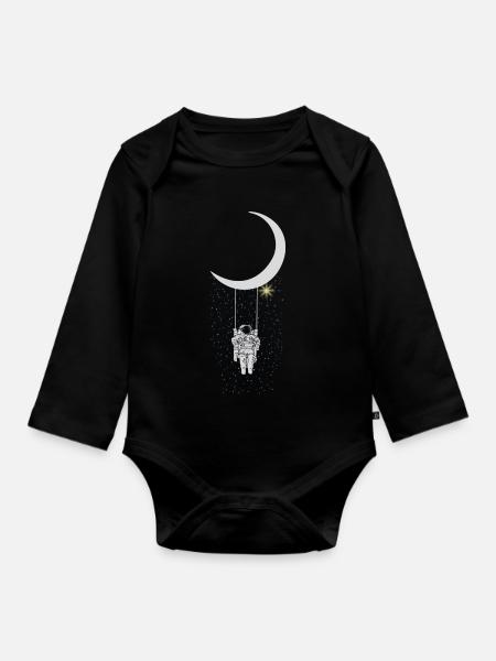Astronaut - Baby Bio-Langarm-Body - Schwarz