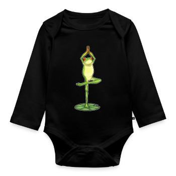 Frosch Yoga Fitness Gymnastik - Baby Bio-Langarm-Body - Schwarz - Vorne