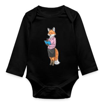 Fox Secretary Notebook Office - Organic Longsleeve Baby Bodysuit - black - Front