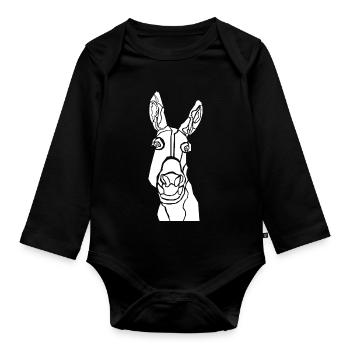 Donkey Schwarz-Weiß Online-Grafik - Baby Bio-Langarm-Body - Schwarz - Vorne