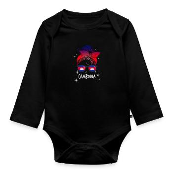 Cambodia - Organic Longsleeve Baby Bodysuit - black - Front